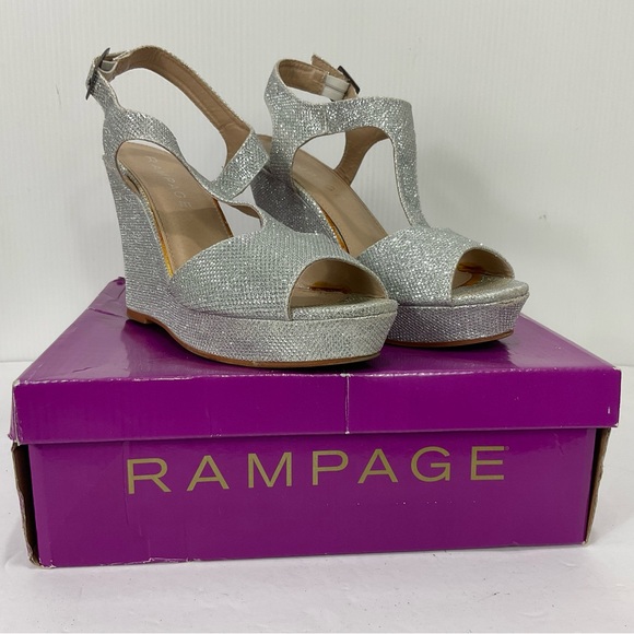 Rampage Candelas Silver Gilt Platform Wedge Shoes Size 8.5 - Picture 12 of 13